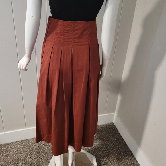 Zara SZ XS Long Pleated Skirt- Rust - Side zip - Picture 3 of 7